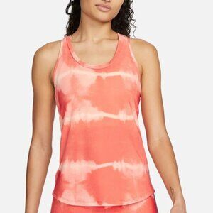 Nike One Lux Dri-Fit orange/white tie-dye racerback tank, VG used cond., size XL